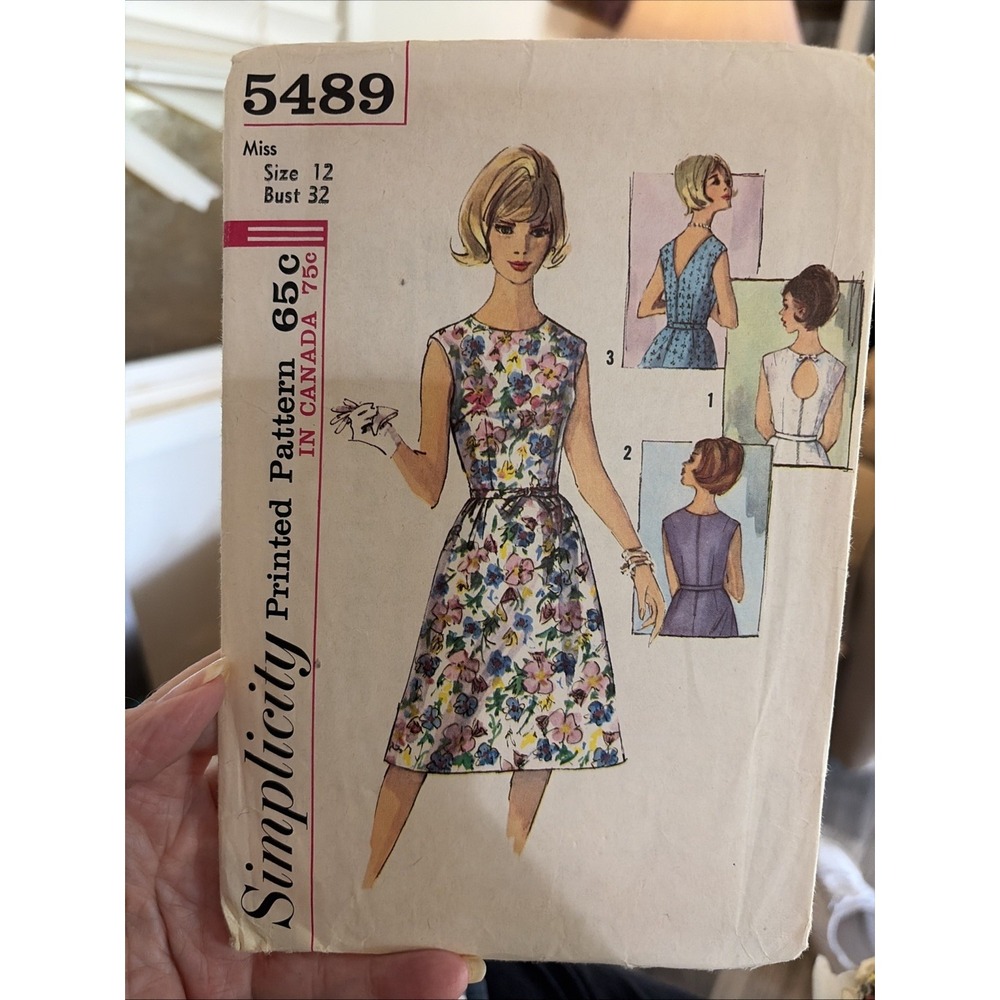 Vintage 1964 Simplicity Dress Sewing Pattern 5489 Size 12 Cut Complete